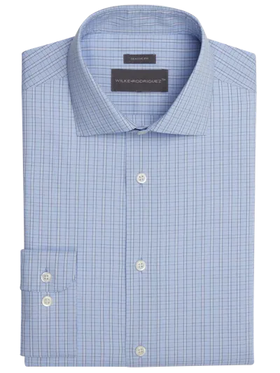 Wilke-rodriguez Big & Tall Men's Classic Fit Check Dress Shirt In Blue