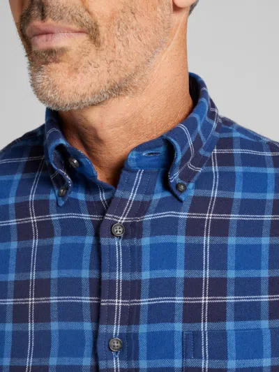 Wilke-rodriguez Big & Tall Men's Modern Fit Flannel Button Up Shirt In Blue