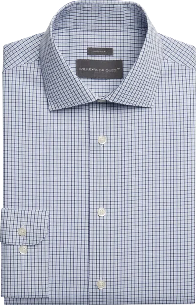 Wilke-rodriguez Big & Tall Men's Modern Fit Gingham Dress Shirt In Blue