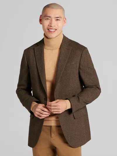 Wilke-rodriguez Big & Tall Men's Modern Fit Herringbone Jacket In Brown
