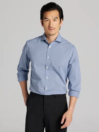 Wilke-rodriguez Big & Tall Men's Modern Fit Mini Check Dress Shirt In Blue