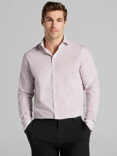 Wilke-rodriguez Big & Tall Men's Slim Fit Check Dress Shirt Burgundy - Size: 19 34/35 In Pink