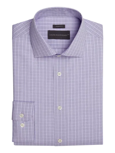 Wilke-rodriguez Big & Tall Men's Slim Fit End On End Check Shirt In Blue