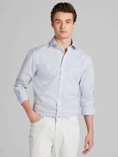 Wilke-rodriguez Big & Tall Men's Slim Fit Offset Plaid Dress Shirt In Blue