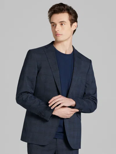 Wilke-rodriguez Slim Fit Plaid Suit Navy Plaid - Size: 38 Regular In Blue