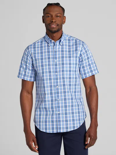 Wilke-rodriguez Modern Fit Plaid Short Sleeve Button Up Shirt In Blue