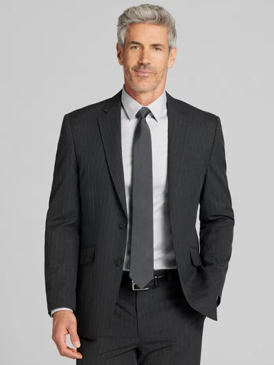 Wilke-rodriguez Big & Tall Men's Modern Fit Stripe Suit Charcoal Stripe - Size: 50 Regular In Black
