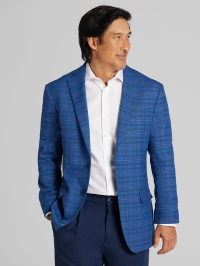 Wilke-rodriguez Big & Tall Men's Modern Fit Windowpane Plaid Sport Coat In Blue