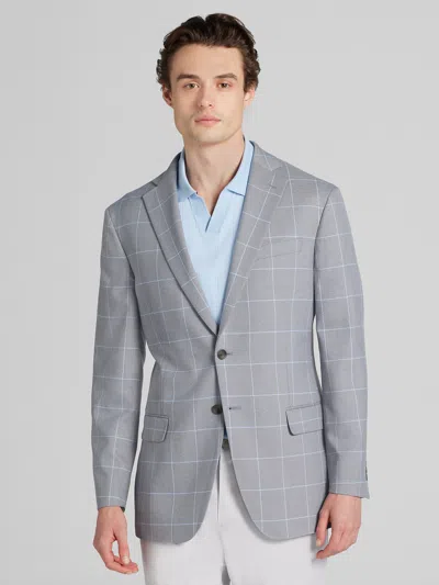 Wilke-rodriguez Big & Tall Men's Modern Fit Windowpane Plaid Sport Coat In Silver