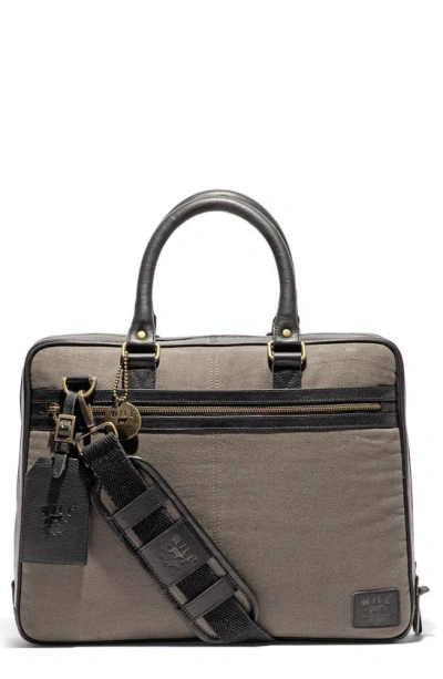 Will Leather Goods Commuter Slim Briefcase In Charcoal/ Black