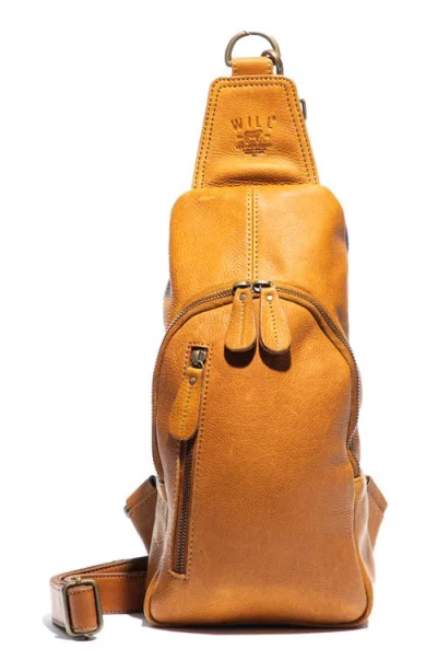 Will Leather Goods Zip Around Leather Sling Bag In Brown
