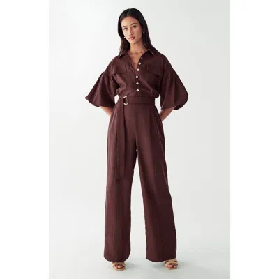 Willa Braelyn Jumpsuit In Brown