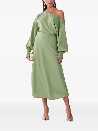 Willa Diara One-shoulder Midi Dress In Green
