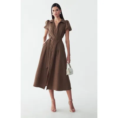 Willa Eliza Midi Dress In Brown