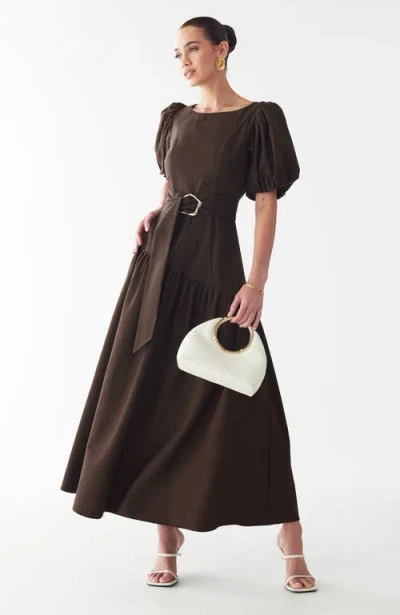 Willa Elona Midi Dress In Brown