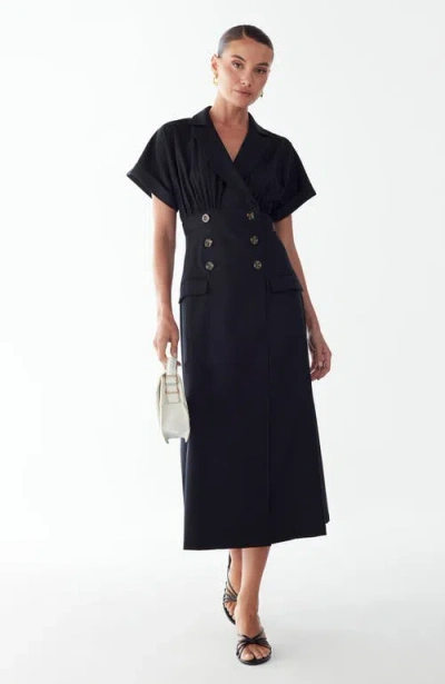Willa Elsie Midi Dress In Black