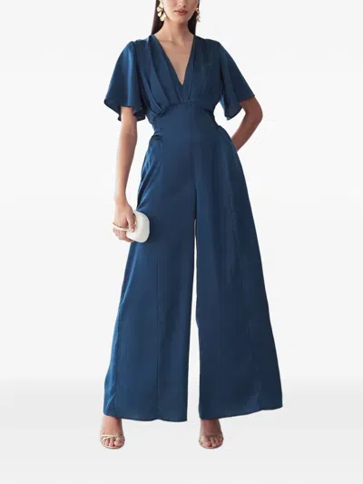 Willa Fabian V-neck Jumpsuit In Blue