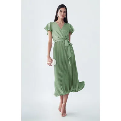 Willa Faye Midi Dress In Green