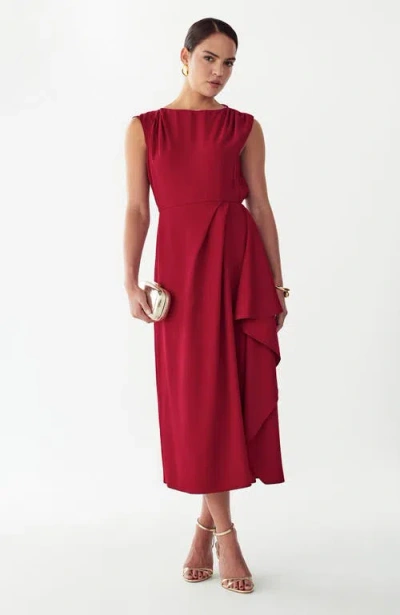 Willa Giselle Midi Dress In Burgundy