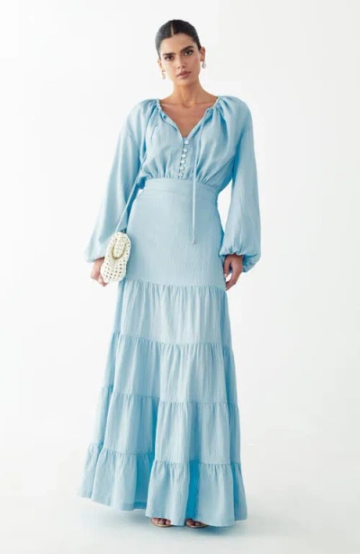 Willa Golden Maxi Dress In Blue
