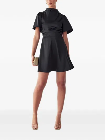 Willa Mock-neck Mini Dress In Black