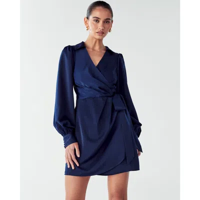 Willa Pearl Wrap Dress In Blue