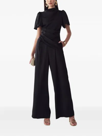 Willa Pika Draped-waist Jumpsuit In Black
