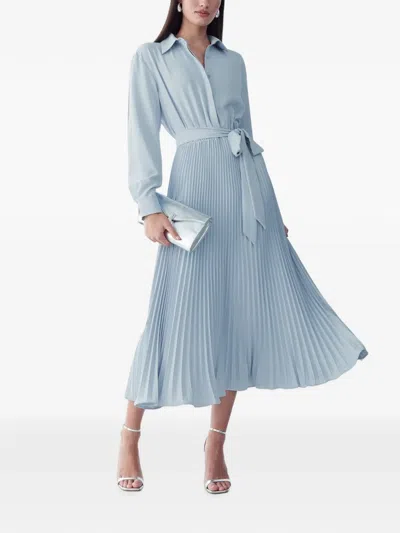 Willa Pleated Belted Shirt Midi Dress In Red