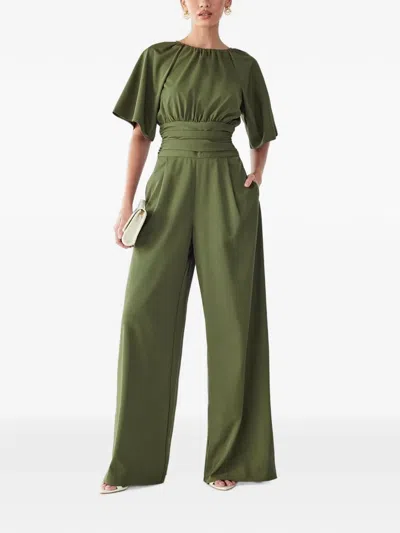 Willa Pleated-waist Jumpsuit In Green