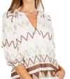 Willa Story Abigail V-neck Top In White/ Brown In Multi