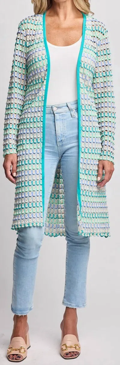 Willa Story Carrie Cardigan In Blue Multi In White