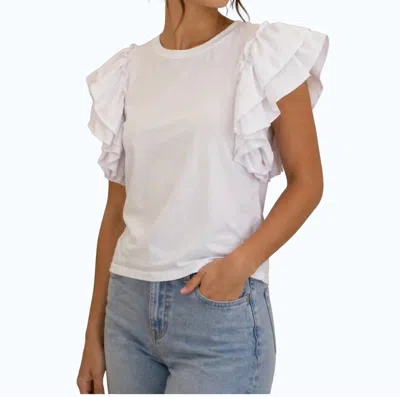 Willa Story Flutter Sleeve Jersey Top In White