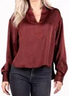 Willa Story Lilah Long Sleeve Blouse In Bordeaux Wine In Red