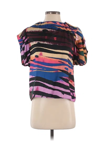 Pre-owned Willa Story Short Sleeve Blouse In Purple