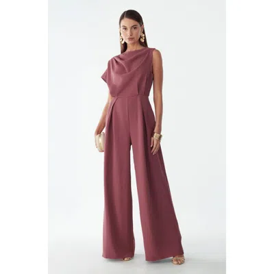 Willa Draped Sleeveless Jumpsuit In Pink