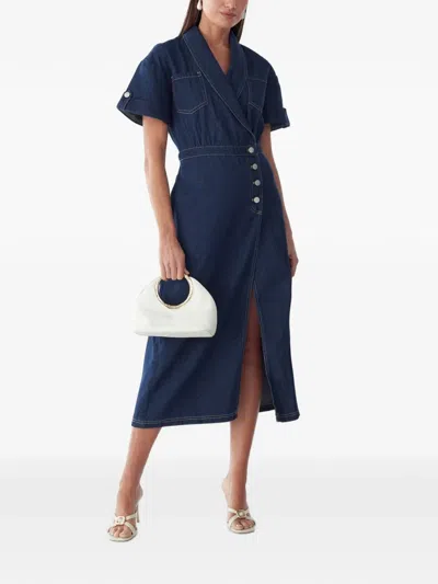 Willa Wrap-front Denim Midi Dress In Blue