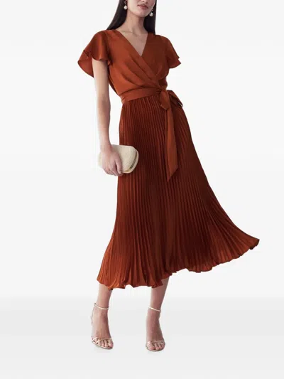 Willa Wrap-style Midi Dress In Brown