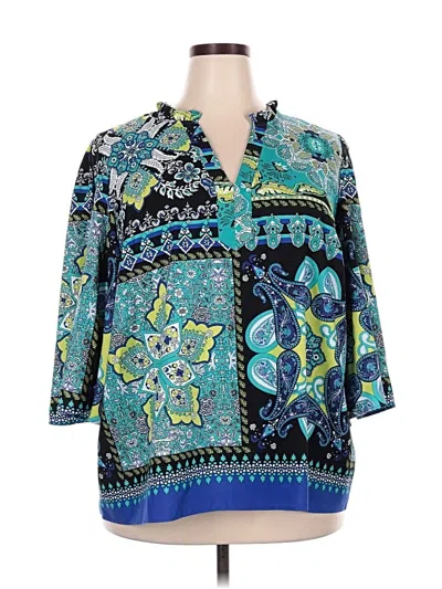 Pre-owned Willi Smith 3/4 Sleeve Blouse In Blue