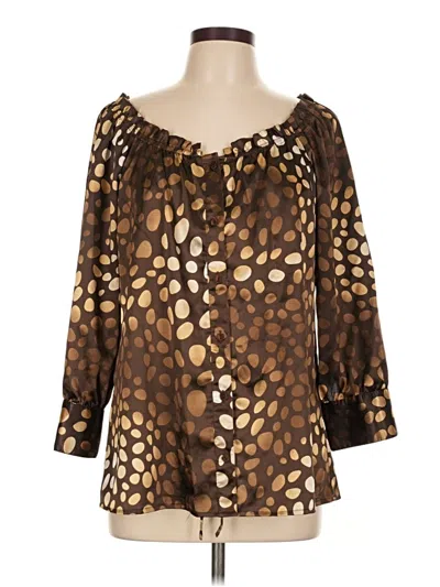 Pre-owned Willi Smith 3/4 Sleeve Blouse In Brown