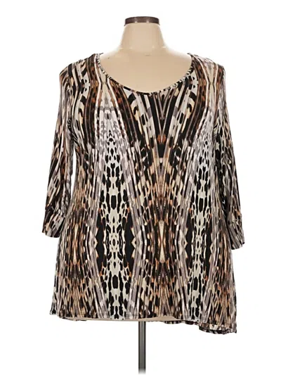 Pre-owned Willi Smith 3/4 Sleeve Blouse In Brown