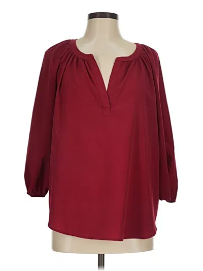 Pre-owned Willi Smith 3/4 Sleeve Blouse In Burgundy