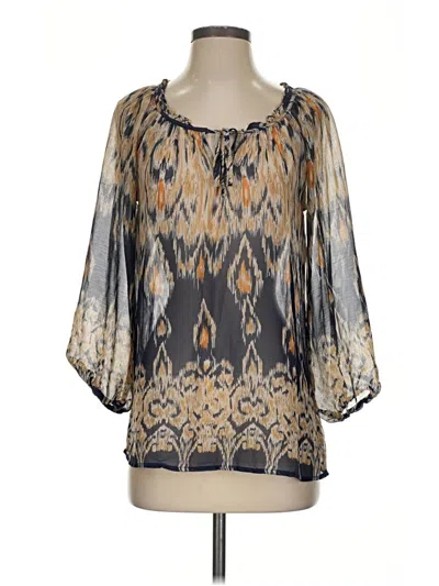 Pre-owned Willi Smith 3/4 Sleeve Blouse In Gold