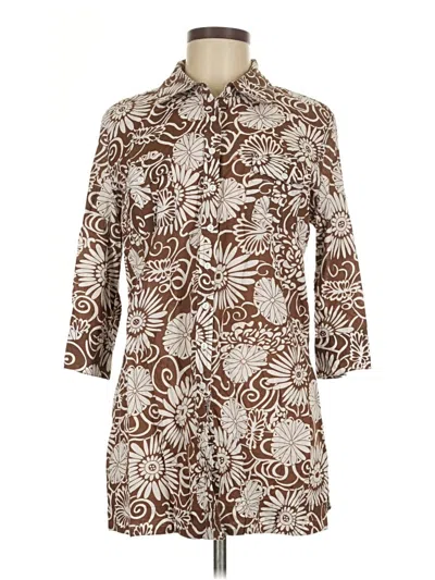 Pre-owned Willi Smith 3/4 Sleeve Button Down Shirt In Brown