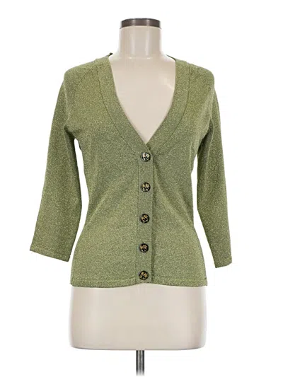 Pre-owned Willi Smith 3/4 Sleeve Top Green Sweetheart Neckline Tops