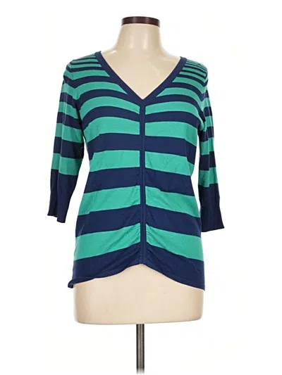 Pre-owned Willi Smith 3/4 Sleeve Top Teal V-neck Tops