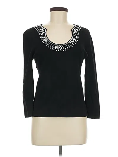 Pre-owned Willi Smith Long Sleeve Top Black Sweetheart Neckline Tops