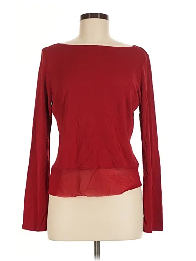Pre-owned Willi Smith Long Sleeve Top Red Boatneck Tops
