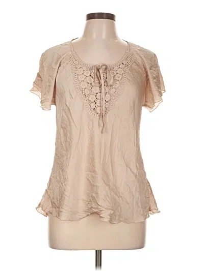 Pre-owned Willi Smith Short Sleeve Blouse In Tan
