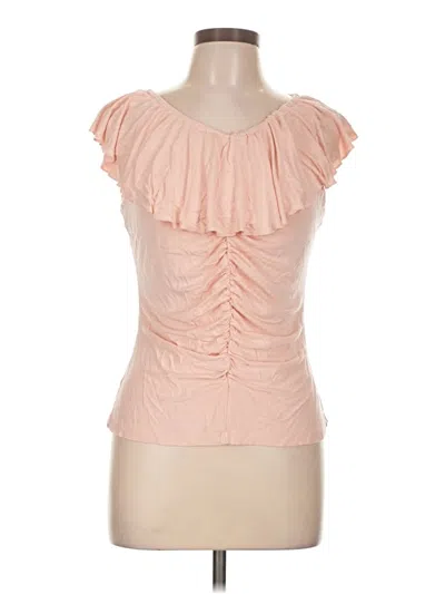 Pre-owned Willi Smith Short Sleeve Top Pink Sweetheart Neckline Tops