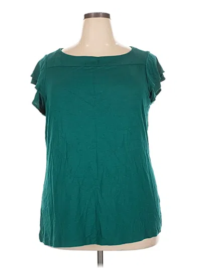 Pre-owned Willi Smith Short Sleeve Top Teal Scoop Neck Tops